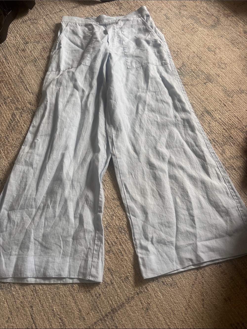 Frank & Eileen linen Light Blue Wide-Leg  Pants